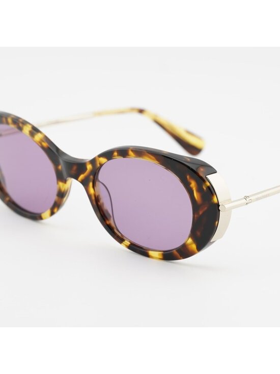 Max Mara MALIBU10 MM0080 53Y Sunglasses Blonde Havana Oval Frame, Violet Lenses main image 5